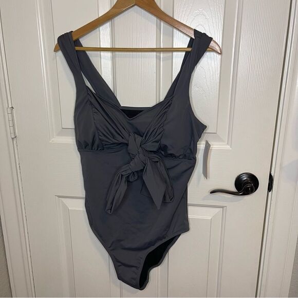 BNWT Swimsuits For All Heather Grey Padded One Piece Swimsuit Sz 16 Beach Cruise - Picture 1 of 8